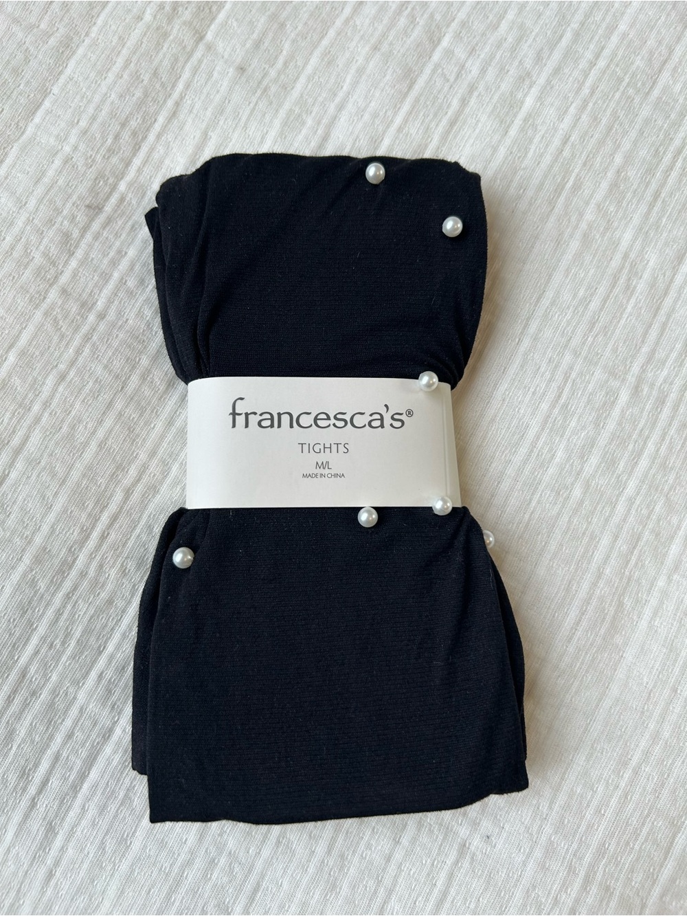 NWT Francesca’s Black Pearl Tights Size M/L🖤🤍